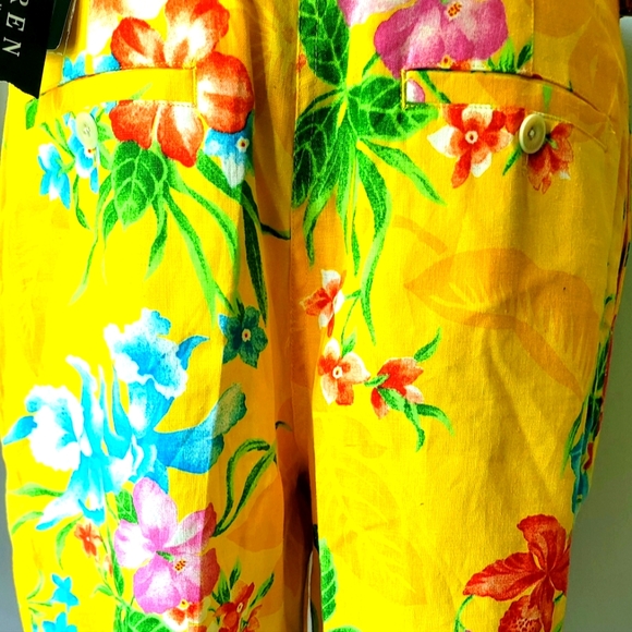 Ralph Lauren Petite Floral Hawaiian Tropical Linen Shorts - Picture 6 of 15
